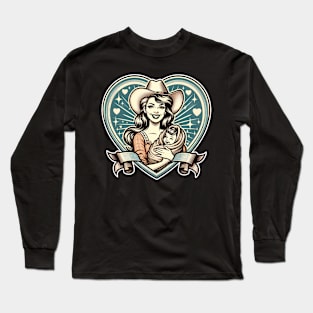 Vintage Motherhood Love Heart Symbol of Maternal Affection Long Sleeve T-Shirt